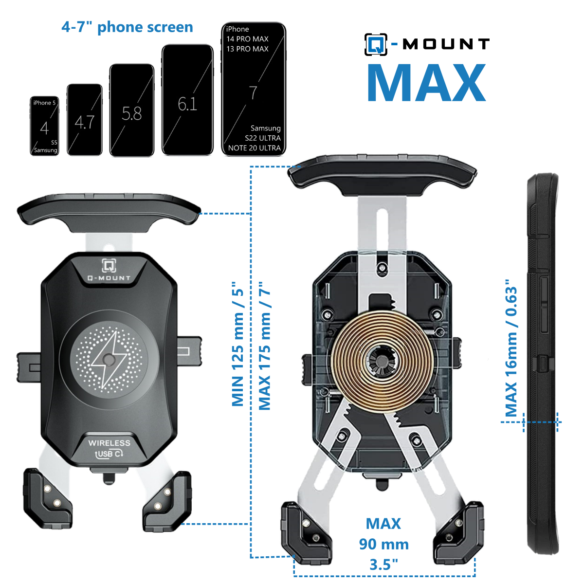 Q-MOUNT Bike Phone Holder for bicycle, electric scooter stroller